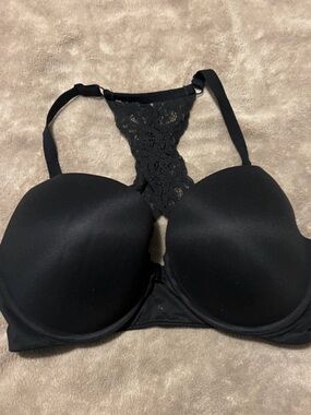 Victoria Secret Black Lace-Back Bra with Smooth Molded Cups